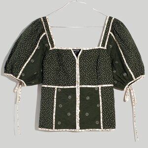 NWT Madewell Patchwork Puff-Sleeve Top